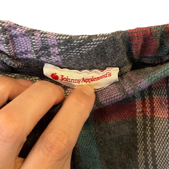 Vintage 70s Johnny Appleseed’s knit plaid trouser pants gray pink purple green - Picture 9 of 9